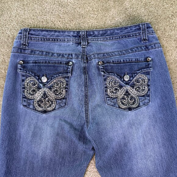Nine West Women's Bootcut Blue Jeans Size 6/28 Flap Pockets Mid Rise 32x31 E631 - Picture 8 of 13